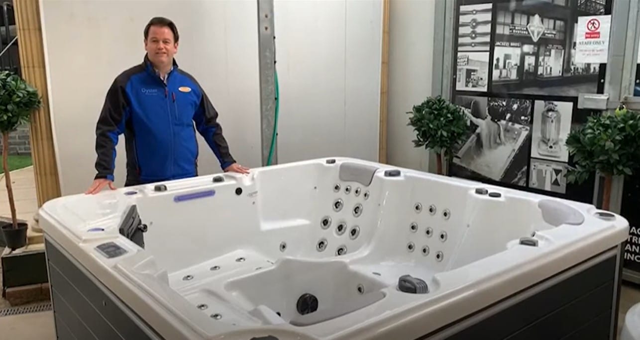 Vortex Spas Mercury Sterling Silver + Grey. Wet Display