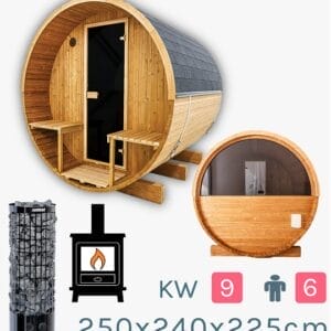 <b>HEKLA<sup>™</sup></b><br /><i> 250 BARREL SAUNA</i><br /> Thermowood™</sup><<p style="color:limegreen;"><br><b> IN-STOCK</b></p>